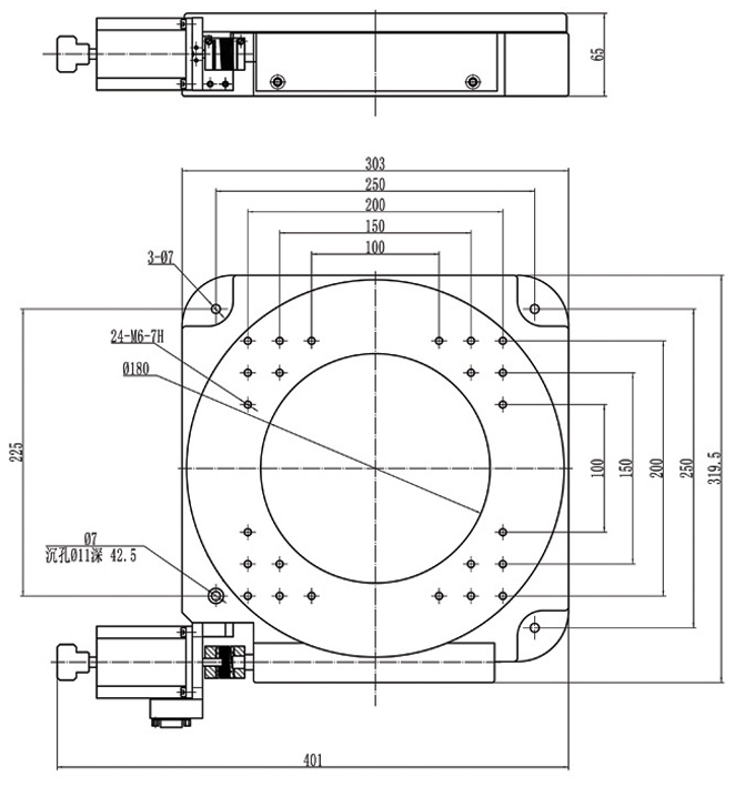 PX110-400 精密型電動(dòng)旋轉(zhuǎn)臺（蝸輪蝸桿）旋轉(zhuǎn)臺 任意角度分度盤