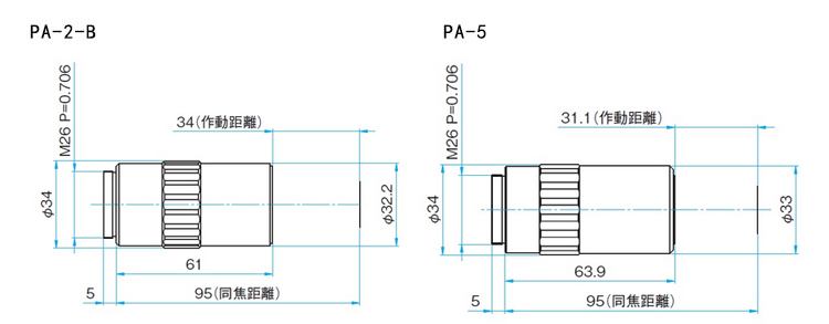 超長工作距離物鏡 明視野觀察用 無限遠(yuǎn)PA-20-L-A
