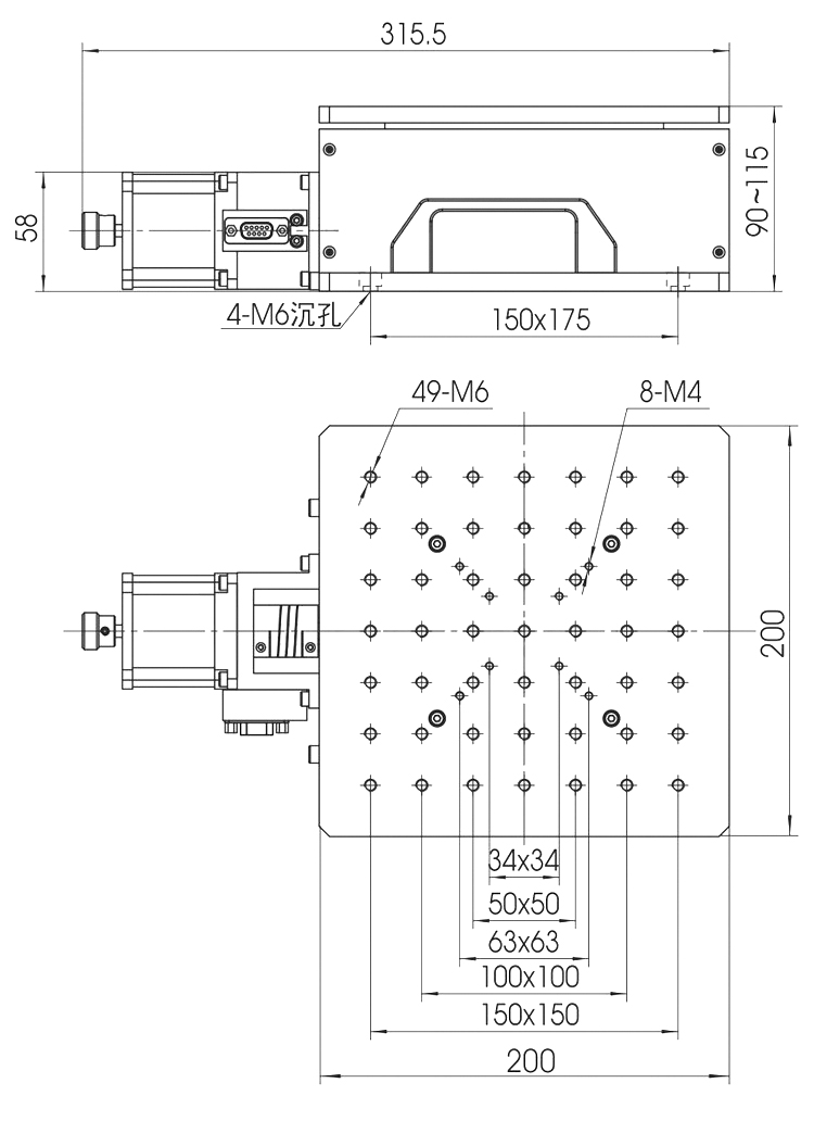 精密型升降臺電控垂直升降臺Z軸高低調節(jié)滑臺位移調節(jié)