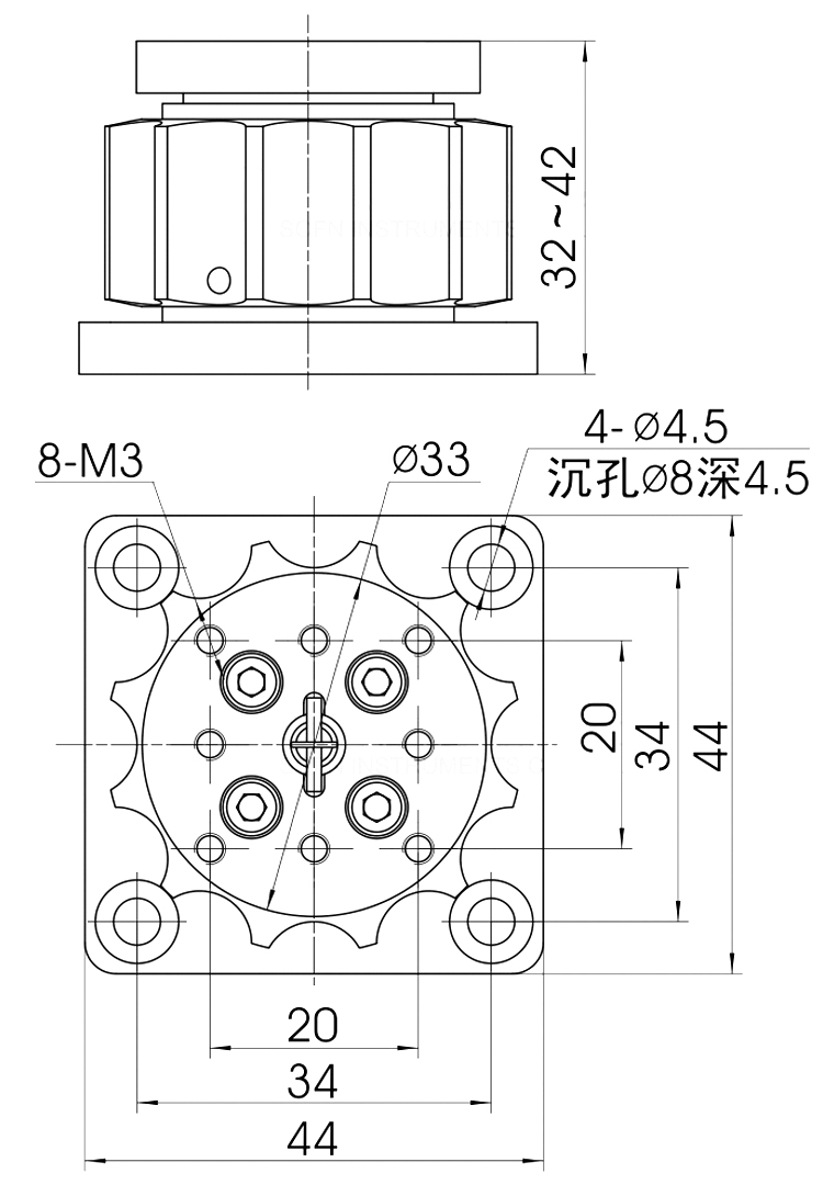 精密手動(dòng)升降臺(tái)高度調(diào)節(jié)Z軸位移臺(tái)行程10mm