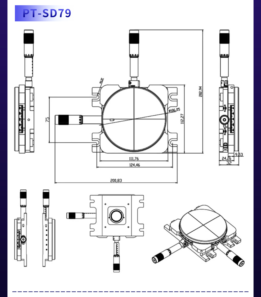 雙軸線性位移臺(tái)XY軸平移臺(tái)手動(dòng)精調(diào)光學(xué)實(shí)驗(yàn)滑臺(tái) PT-SD79/SD80
